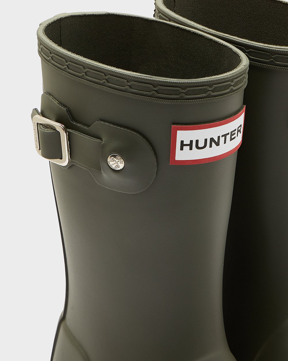 Hunter Original Little Rain Boots - Online Shop Kids Dark Olive - KWORUZ436